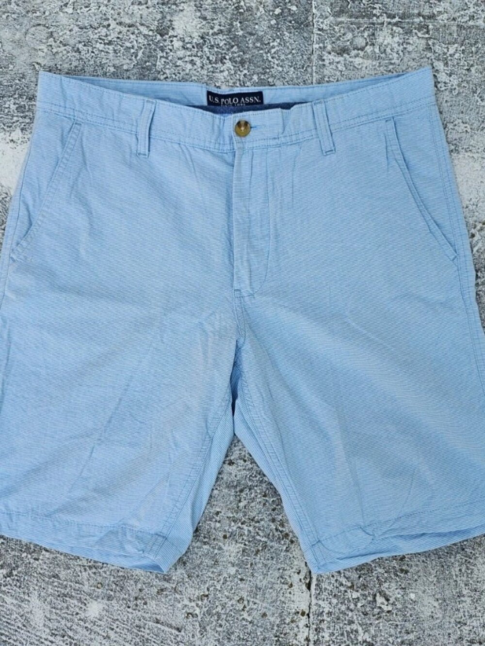 U.S. Polo ASSN, Men Shorts Bermuda Blue White Stripe Summer Short Size 34 - Picture 1 of 9